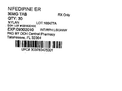 Label Image for 30mg - Nifedipine ER 30mg(Mylan)